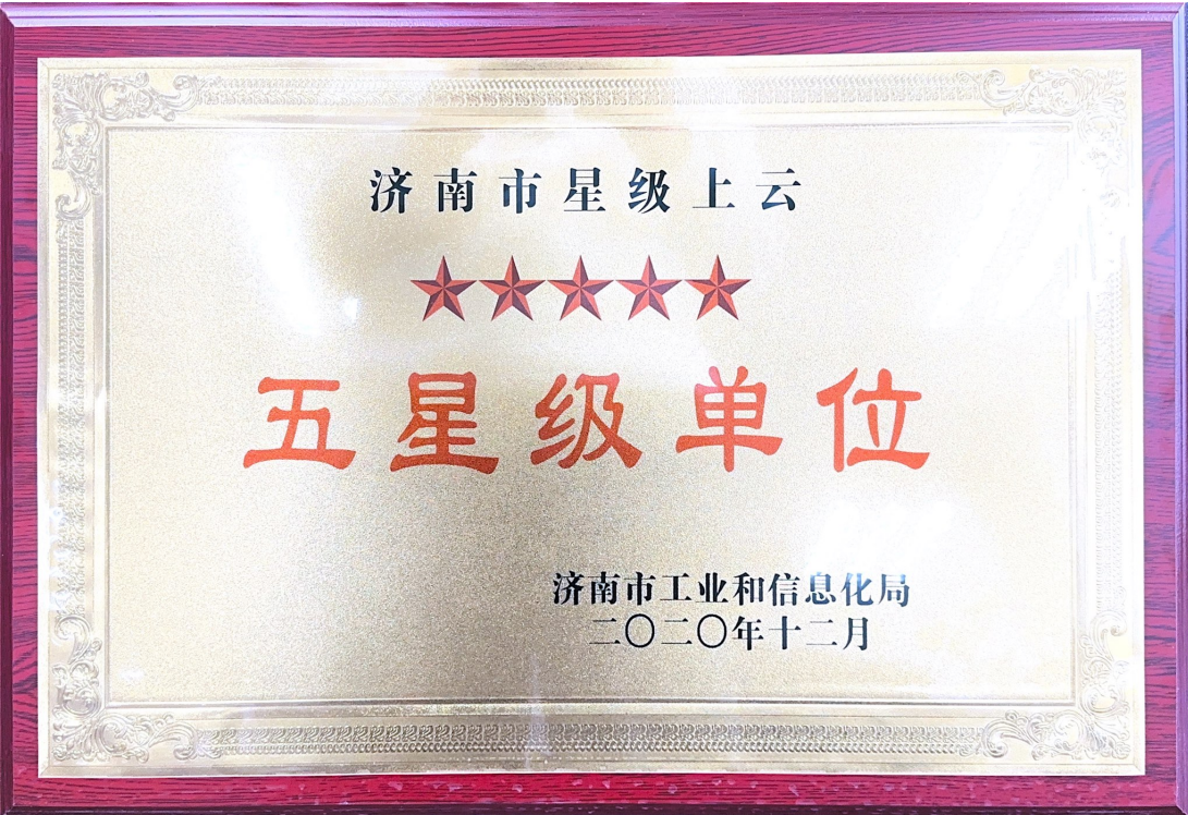 2020年,山東省商業(yè)集團有限公司獲濟南市星級上云五星級單位